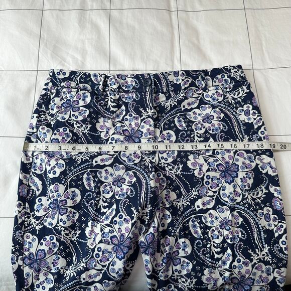 Talbots Pants Womens 8 Blue Purple Floral Paisley Perfect Cropped Ankle Classic - Picture 7 of 10